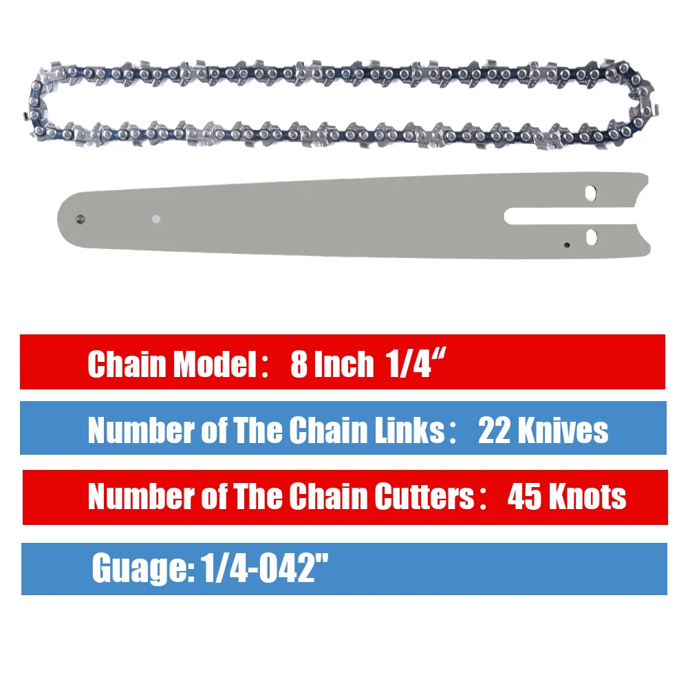 8 Inch Chains and Guide Bar Mini Steel Chains Electric Saw Blade Electric Power Tool Saw Accessory Replacement Wood Cutting,mini chainsaw,electric chainsaw,chainsaw chains,electric saw
