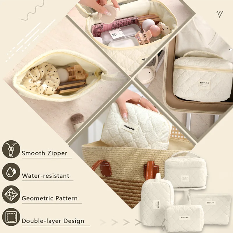 Women Makeup Bags Quilting Women Makeup Bag Portable Zipper Cosmetic Travel Organizer Female Handbag Toiletry Pouch for Girls 5