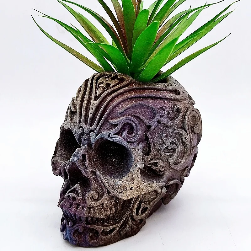 

Large silicone mold exquisite pattern skull vase DIY concrete resin gypsum plant small flower pot mold interior decoration tool