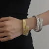 Rhinestone pave double layered snake bangle for women Snap clasp wide bangles vintage handmade elegant jewelry new in 2