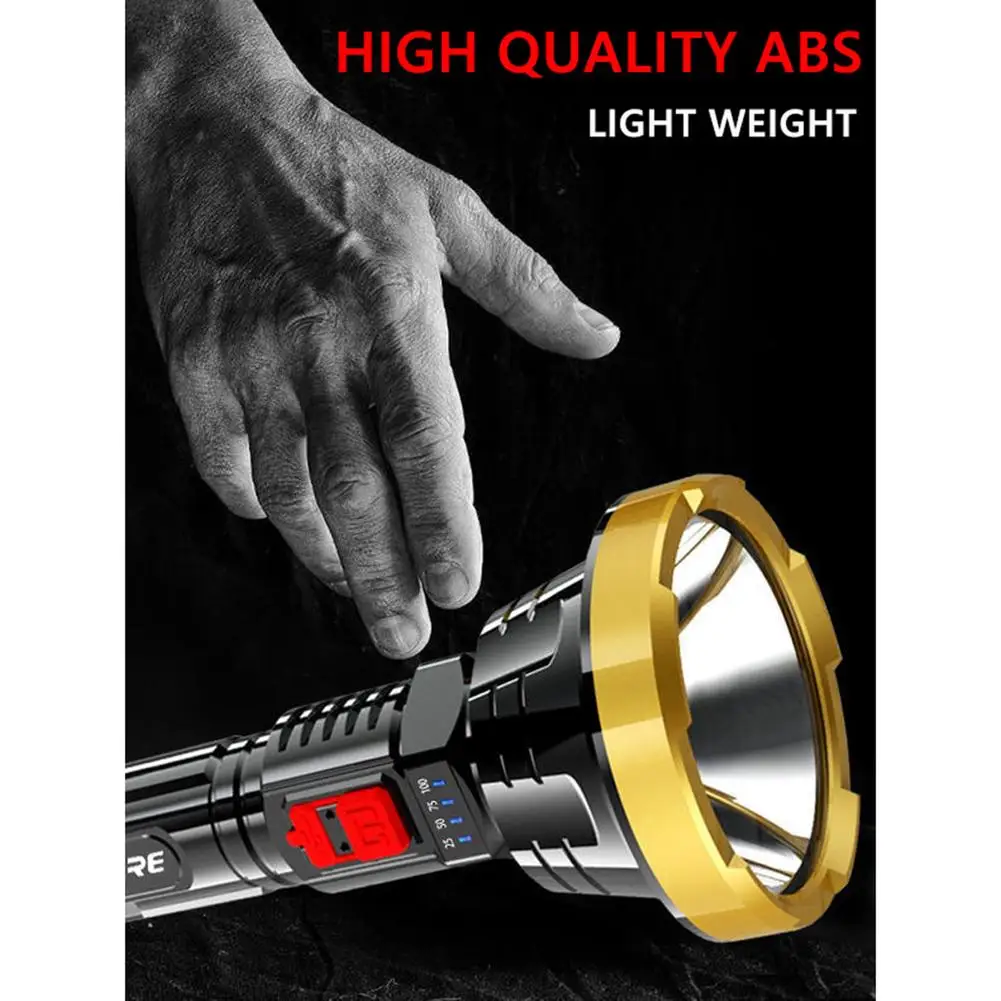 Outdoor LED Flashlight 100000lm Rechargeable Waterproof High Power 1000m Long Range Camping