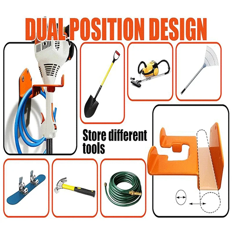 HOT-Garage Wall Hooks 2Pcs Garage Hooks Utility Double Heavy Duty Wall Mount Garage Storage Organization Tool Hangers