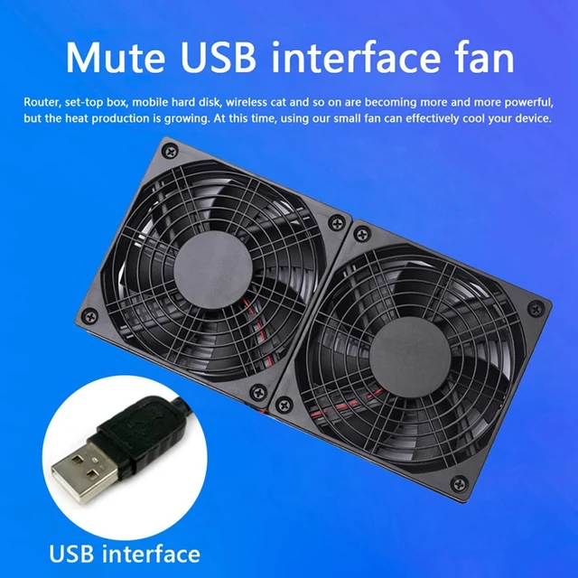 Hot 3Pcs 120Mm 5V USB Powered PC Router Dual Fans With Speed Controller High Airflow Cooling Fan For Router Modem Receiver 6