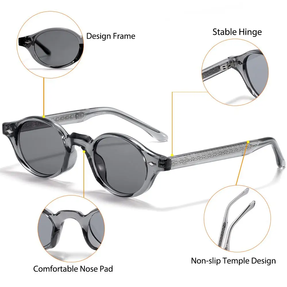 CATERSIDE Optische Unisex-Sonnenbrille, hochwertige kleine runde Gläser, verschreibungspflichtige Brillen, vielseitige Lesesonnenbrille, UV400 – Detail 6