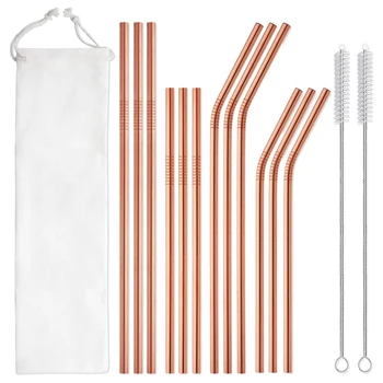26.5cm Stainless Steel Cocktail Straw Set 1