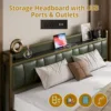 King Bed Frame, Storage Headboard with Charging Station, Solid and Stable, Noise Free, No Box Spring Needed, Easy Assembly 3