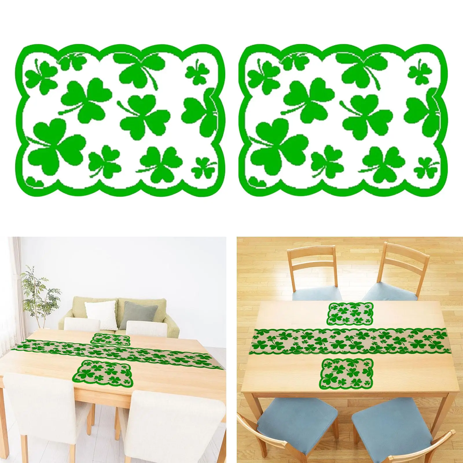 

2x Placemats 45x30cm ST Patricks Day Decorations Irish Festival Place Mats for Dining Table Kitchen Indoor Holiday Dinner Party