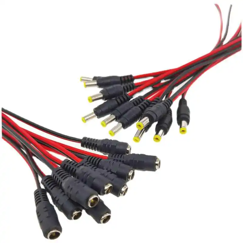 25CM DC 전원 케이블 12V 남성 여성 커넥터 케이블 DC5.5X2.1 빨간색과 검정색 전원 케이블 감시용 남성 여성 DC5521 250mm