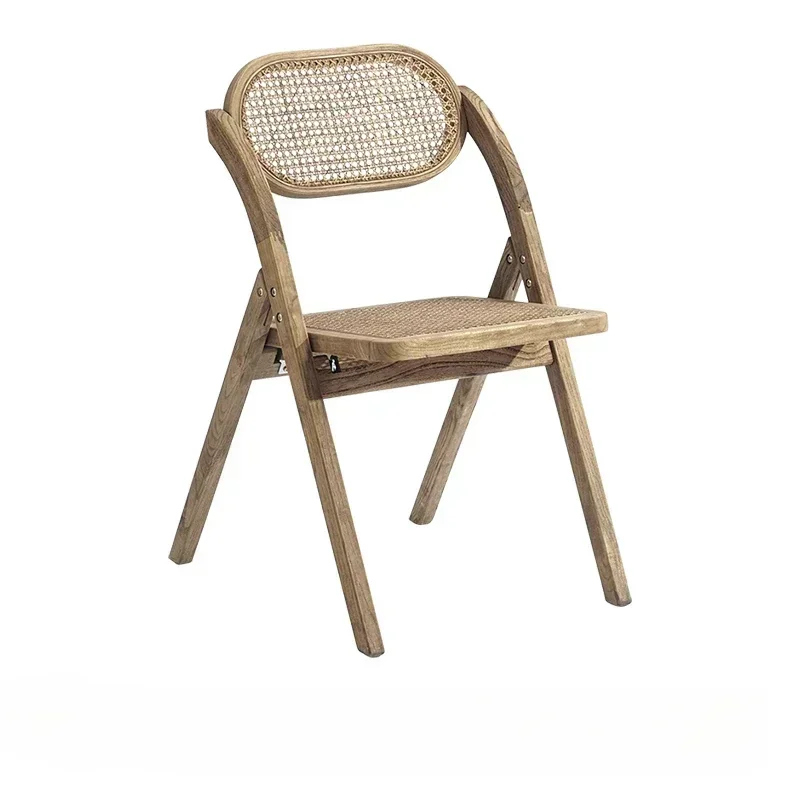 Vintage Rattan Wood Portable Chairs Foldable Dining Chair Modern Armchair Fashion Cadeiras Para Mesa De Jantar Home Furniture