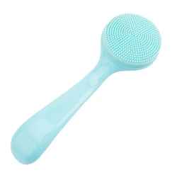 Dual-Sided Silicone Face Cleanser & Massage Brush - Soft Bristle Exfoliating Tool for Blackhead Removal and Skin Care (Blue)