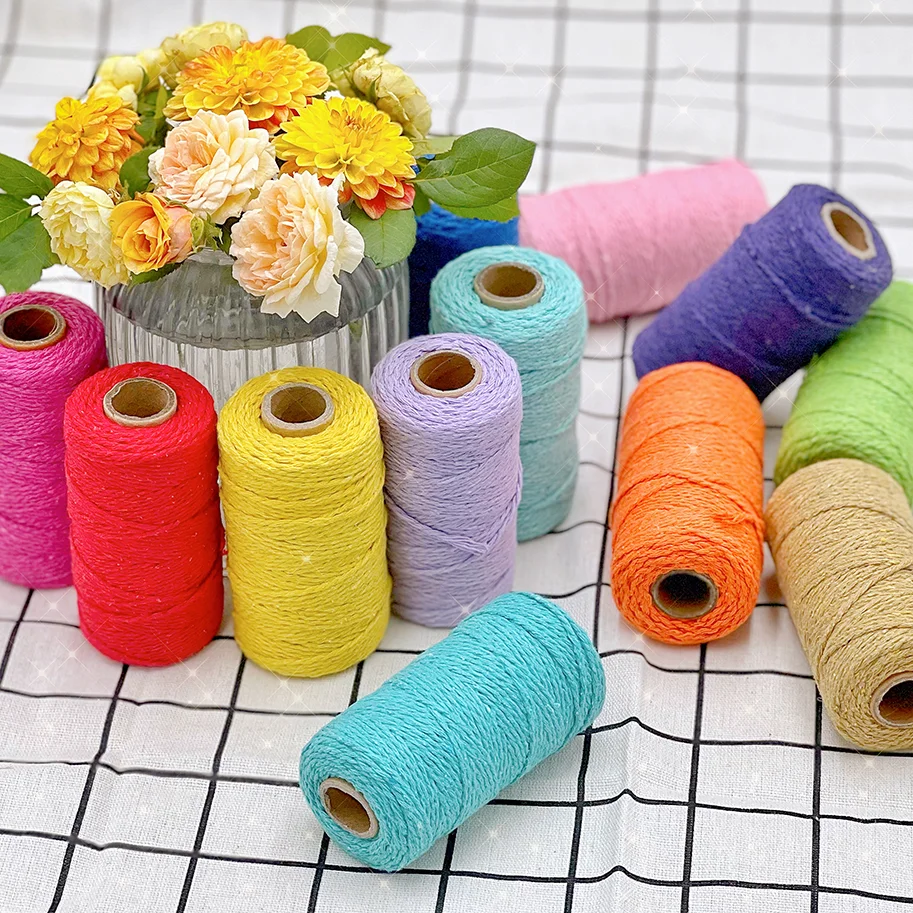 Macrame Cord Macrame Cord 2mm 100m Cotton Rope Natural Cotton Rope for Knots Macrame Supplies Wall Hangers Boho Decoration String