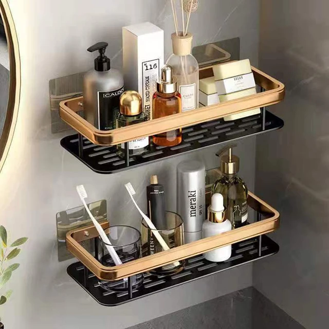 Punch-Free Bathroom Shelf Wooden Shelf Wall-Mounted Shower Wall Shelves For  Shampoo Waterproof Storage Rack Bathroom Organizer - AliExpress