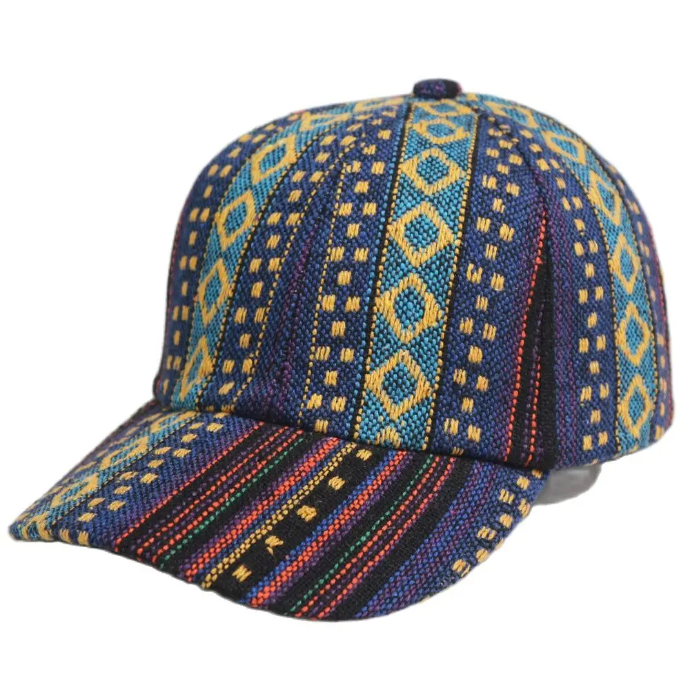 Women's Colorful Fashion Boho Hippie Hat Men's Retro Baseball Cap Striped Geometric Pattern 6