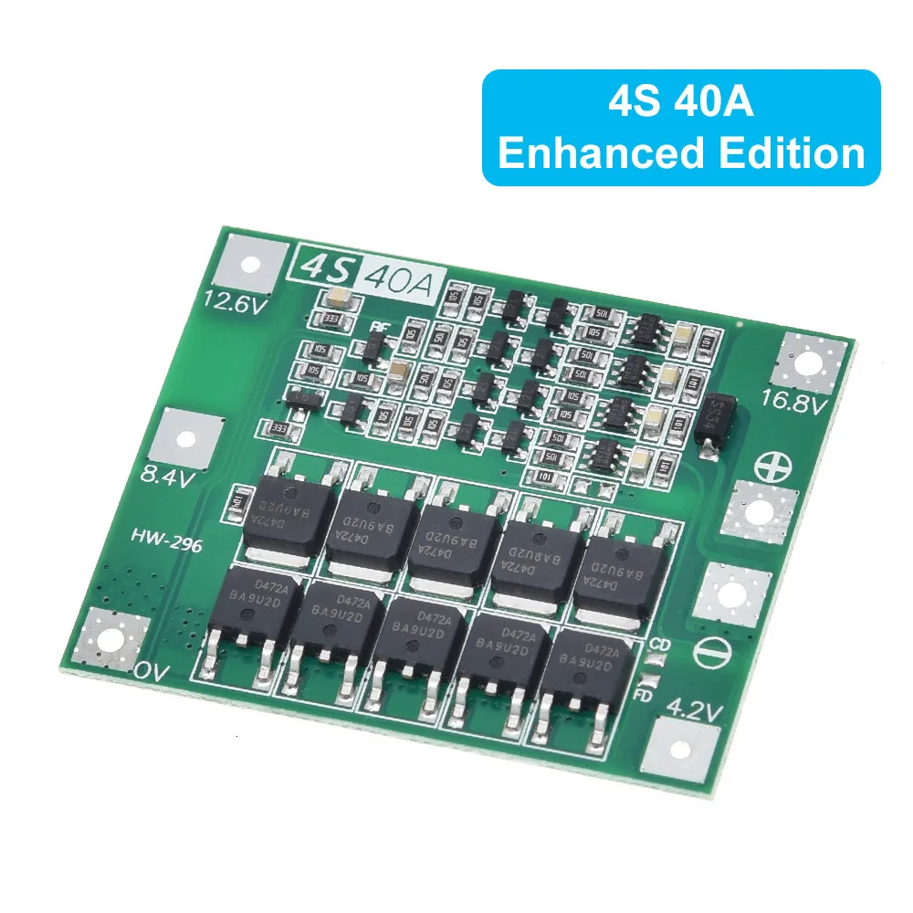 Enhanced Li-ion Battery Charger Protection Board with Balancing Function, 40A/60A for 11.1V to 16.8V Systems