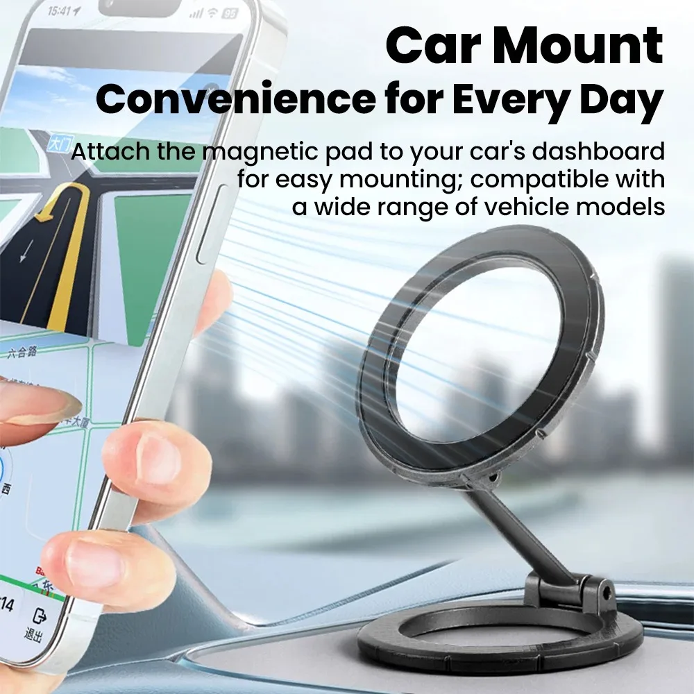 Dual-Sided Foldable Magnetic Car Phone Mount