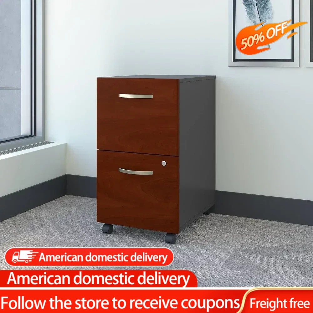 2 Drawer Rolling File Cabinet in Hansen Cherry - Assembled Office Accessories Filing Cabinets Furniture