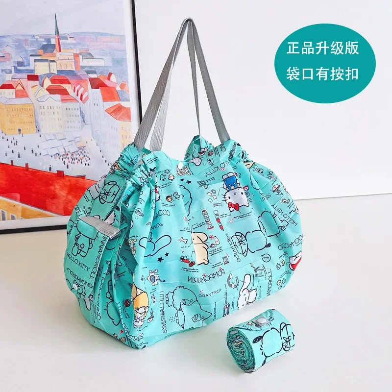 Sanrio women cartoon travel large capacity shoulder bag handbag hello kitty kids storage foldable environmental shopping bag 2
