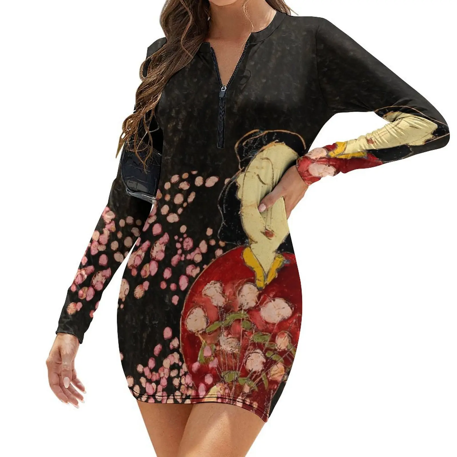 

Ume with Cherry Blossoms Long-Sleeve Bodycon Dress summer dresses ladies dresses for special occasions