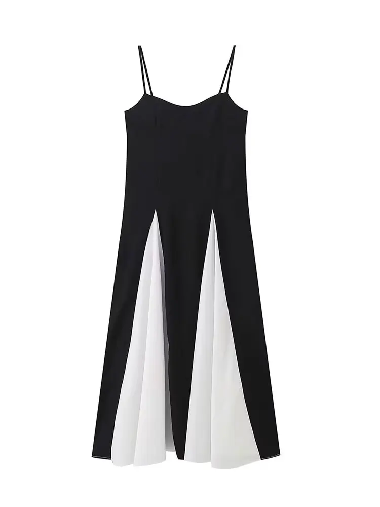 HH Elegant Women Chic Black White Patchwork Dress Sexy Sleeveless Slip Maxi  Dresses Fashion Woman Slim Party Long Dress - AliExpress 200000345