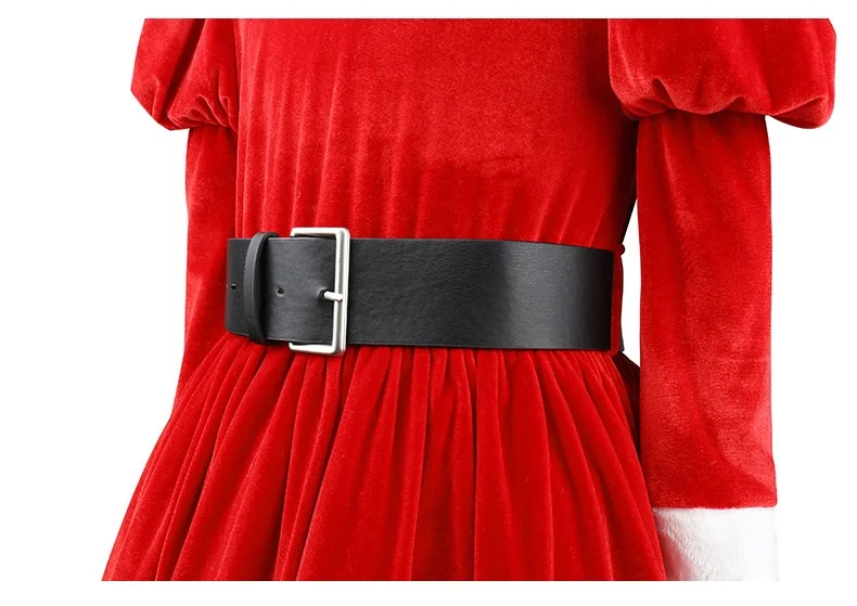 Rotes Weihnachtsmann-Cosplay-Kleid, Weihnachtskostüm, Samt, warme Sets für Kinder, Weihnachtsoutfit, Neujahrskleid für Mädchen, Partykleider – Detail 8