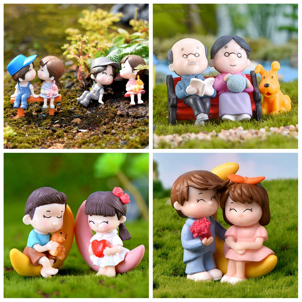 Miniature Fairy Garden Accessories Cute Kawaii Lovers Ornament Statue Figurines Home Garden Landscape Dollhouse Terrarium Decor