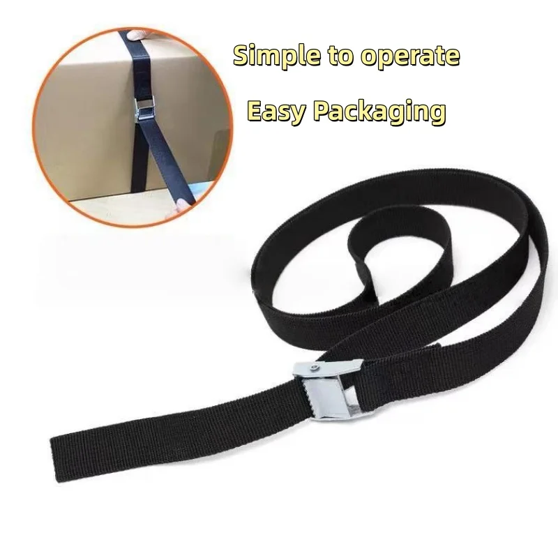 Heavy-Duty Adjustable Black Ratchet Fixing Strap with Metal Buckle
