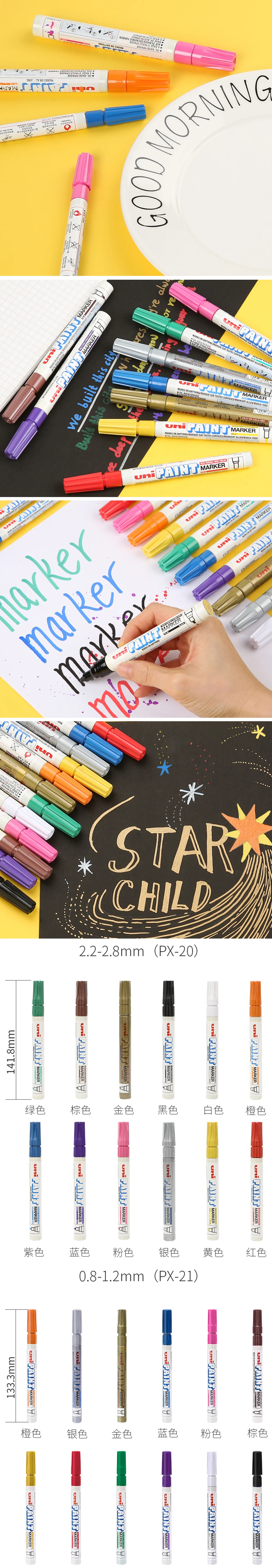 1PC Japan Uni Farbe Marker PX-21 Dicke Marker Stift Wasserdicht und lichtbeständig Graffiti Malerei Liefert Schreibwaren – Detail 3