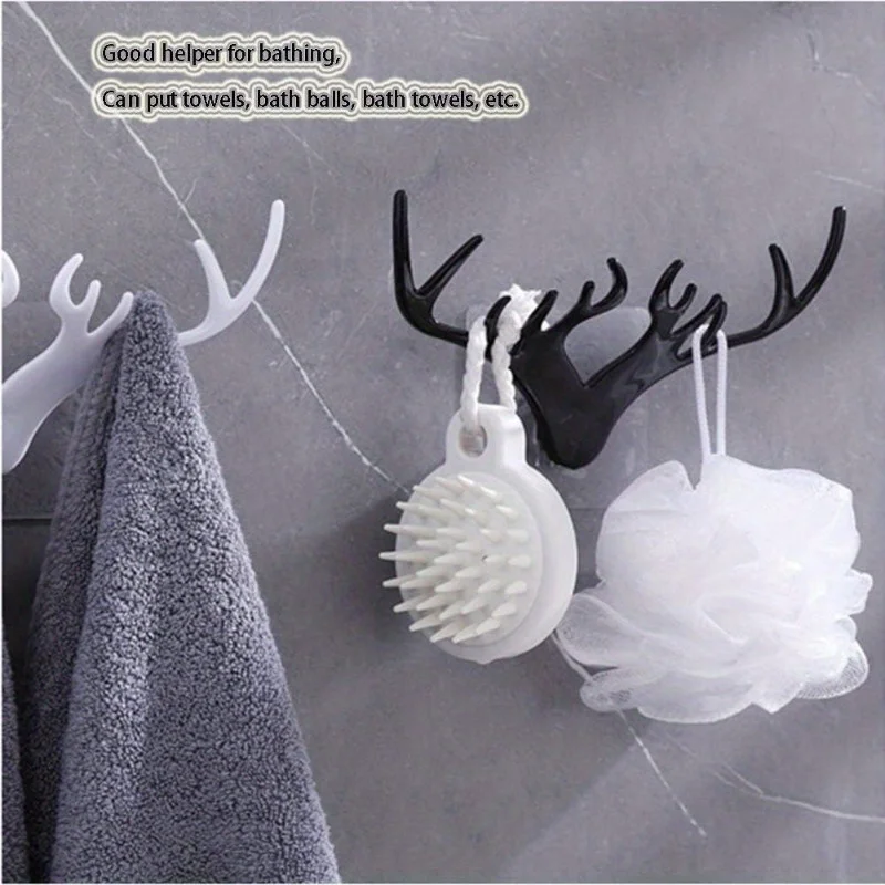 3PCS Upgraded Version Wall Hooks, Key Holder, Decorative Deer Head Hanger Organizer Rack with Adhesive for Home or Office。