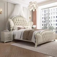 Lit double nordique 180x200cm avec tête de lit, cadre de lit complet pour chambre à coucher, ensemble de meubles de chambre à coucher royale ﻿   Luxe 4