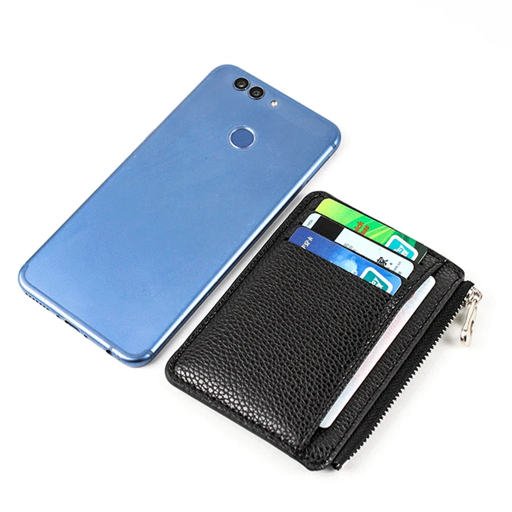 Mini Zipper Card Bag Slim ID Bank short wallet Credit Organizer Portable Small Slim Ultra-thin Short Purse for Men Black