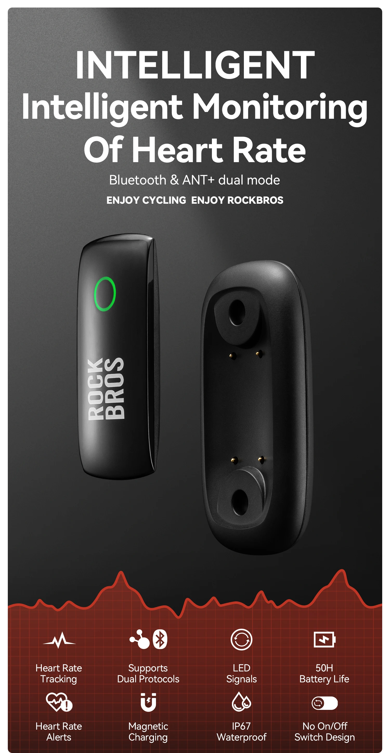 H828 Heart Rate Sensor Bluetooth ANT Upgrade HR Monitor With Chest Strap Dual Mo