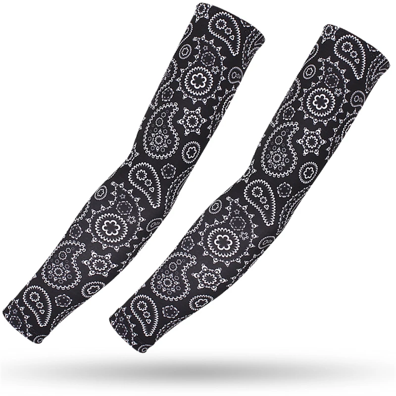 Arm Sleeves Sports 2PCS Men Women Paisley Cycling Arm Warmer Tattoo Summer Running Basketball UV Protection Ice Fabric sun protection arm sleeves cooling arm sleeves