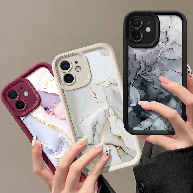 Marble Pattern Shockproof Soft TPU Candy Color Phone Case