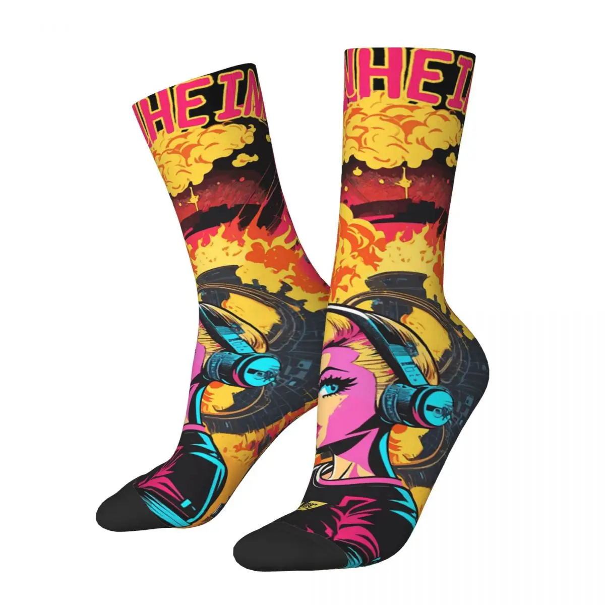 

Веселые забавные мужские Компрессионные носки, ярко-розовые, бум, винтажные, Харадзюку, барбенгеймер, хип-хоп, Необычные Носки с рисунком