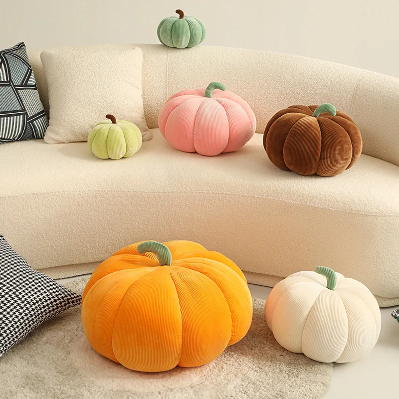 Kawaii Nordic Halloween Pumpkin Plush Toy Plushie Soft Plant Stuffed Doll Holidays Props Decorative Throw Pillow for Kids 3