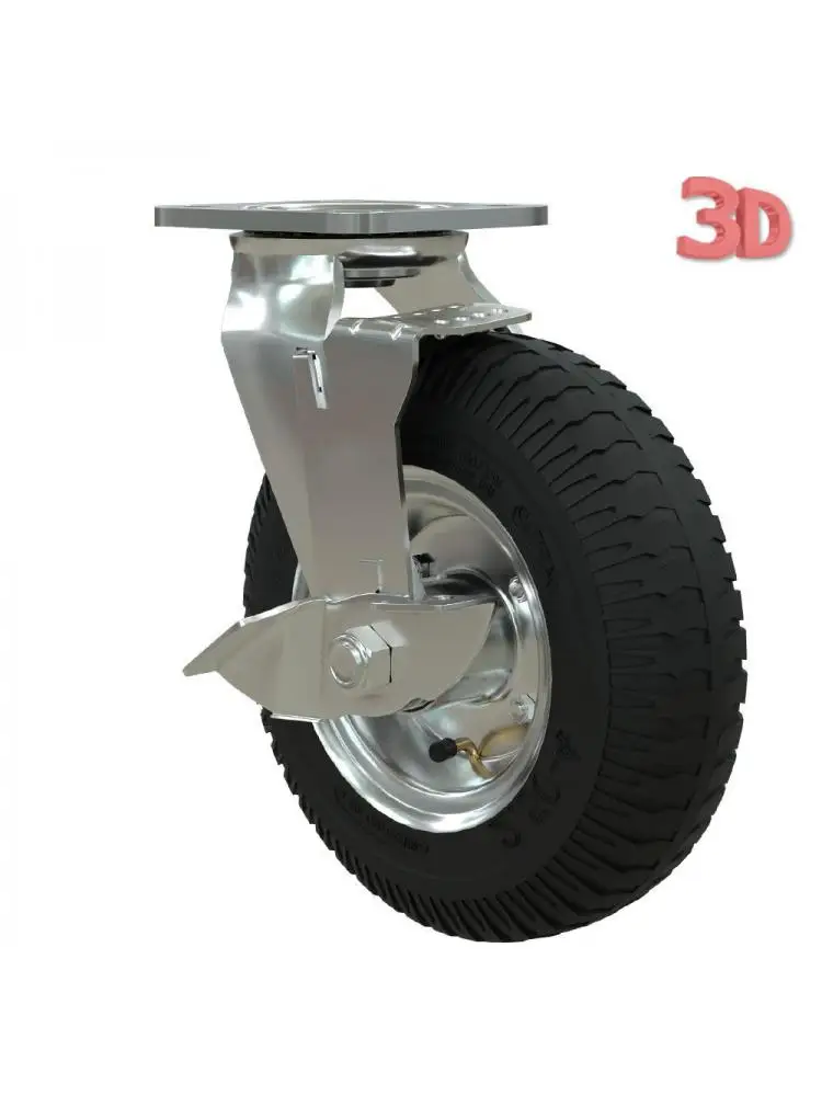 

1 Pc Heavy 8-inch Inflatable Rubber Caster With Brake Hotel Service Garage Entrance Cart Luggage Trolley Wheel Universal