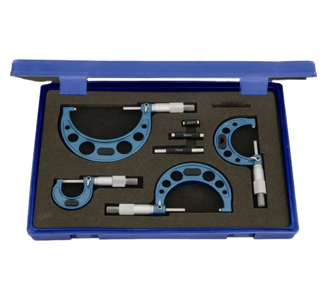 

Outside Micrometer with Carbide measuring faces and Ratchet Stop.0-25mm,25-50mm,50-75mm,......0-75mm,0-300mm