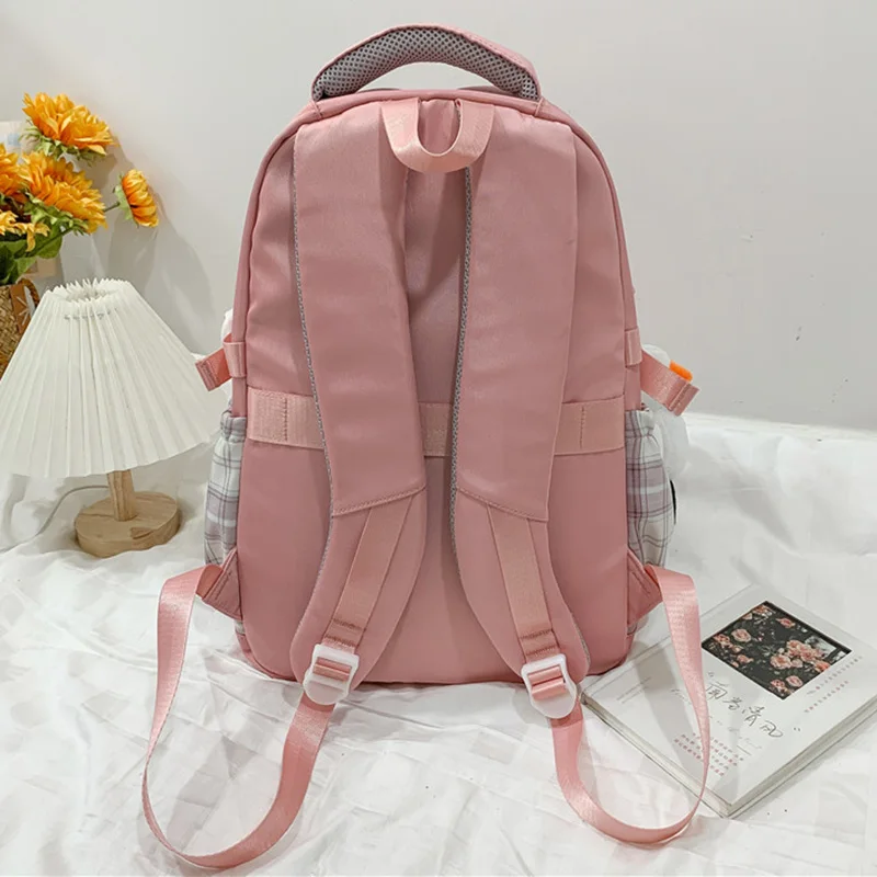 Trendy Kawaii Women Plaid School Bag  College Female Backpack Fashion Lady Cute Girl Lattice Backpack Travel Laptop Student Bags