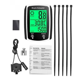 Enhanced Waterproof Wired Bike Computer with 19 Functions and Backlit Display (White)