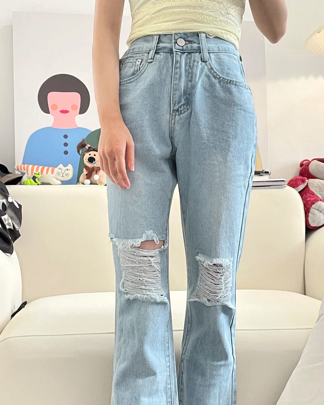 topshop jeans High Street Women's Jeans Y2K High Waist Ripped Denim Jeans Straight Pants Streetwear Wide Leg Jeans Casual Loose Baggy Trousers brown jeans