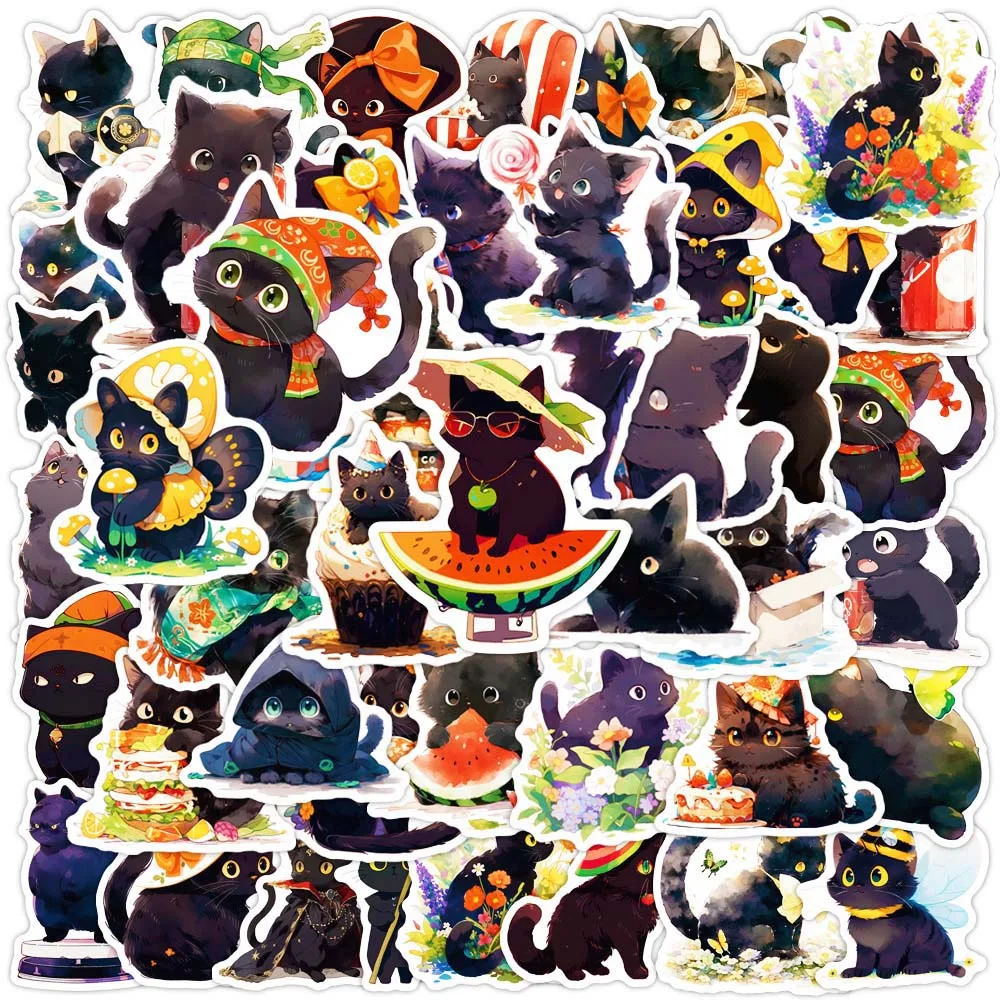 

10/50Pcs Cute Cartoon Black Cat Varied Stickers Pack for Kids Travel Luggage Scrapbooking Notebook Car Decoration Graffiti Decal