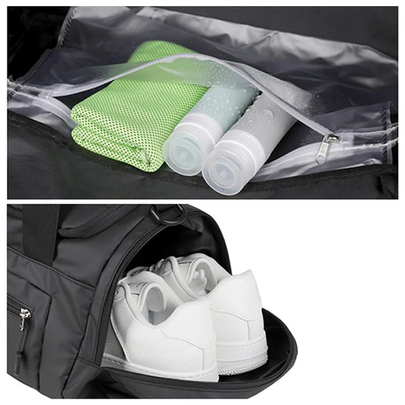 Men's Travel Bag Outdoor Fitness HandBags Business Large Capacity Oxford Sports Luggage Shoe Storage Dry Wet Separation Bags Y9A