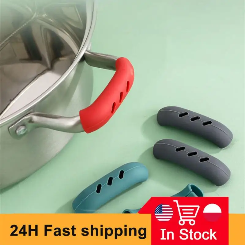 4/2pcs Silicone Anti Scalding Handle Oven Casserole Ear Pot Pan Heat Insulation Holder Gloves Kitchen Tools Bowl Holder Clips