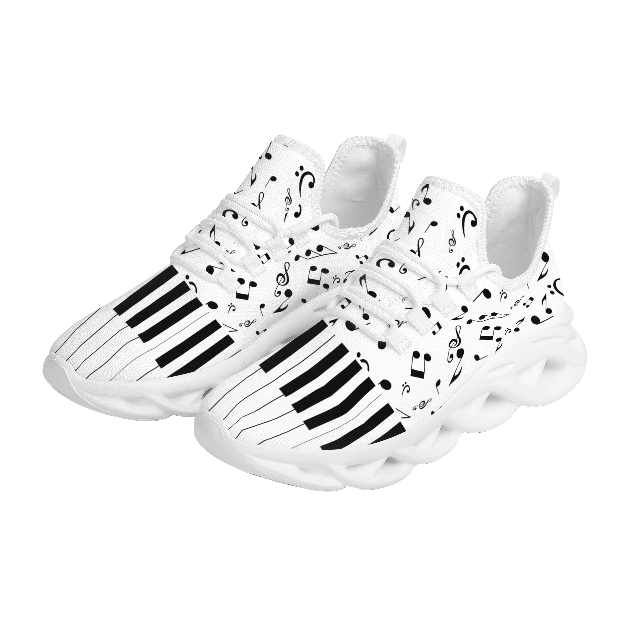 Fashion Musical Notes Cartoon Pattern Female Flat Shoes Comfort Sport Sneakers For Women Lace Up Platform Shoes