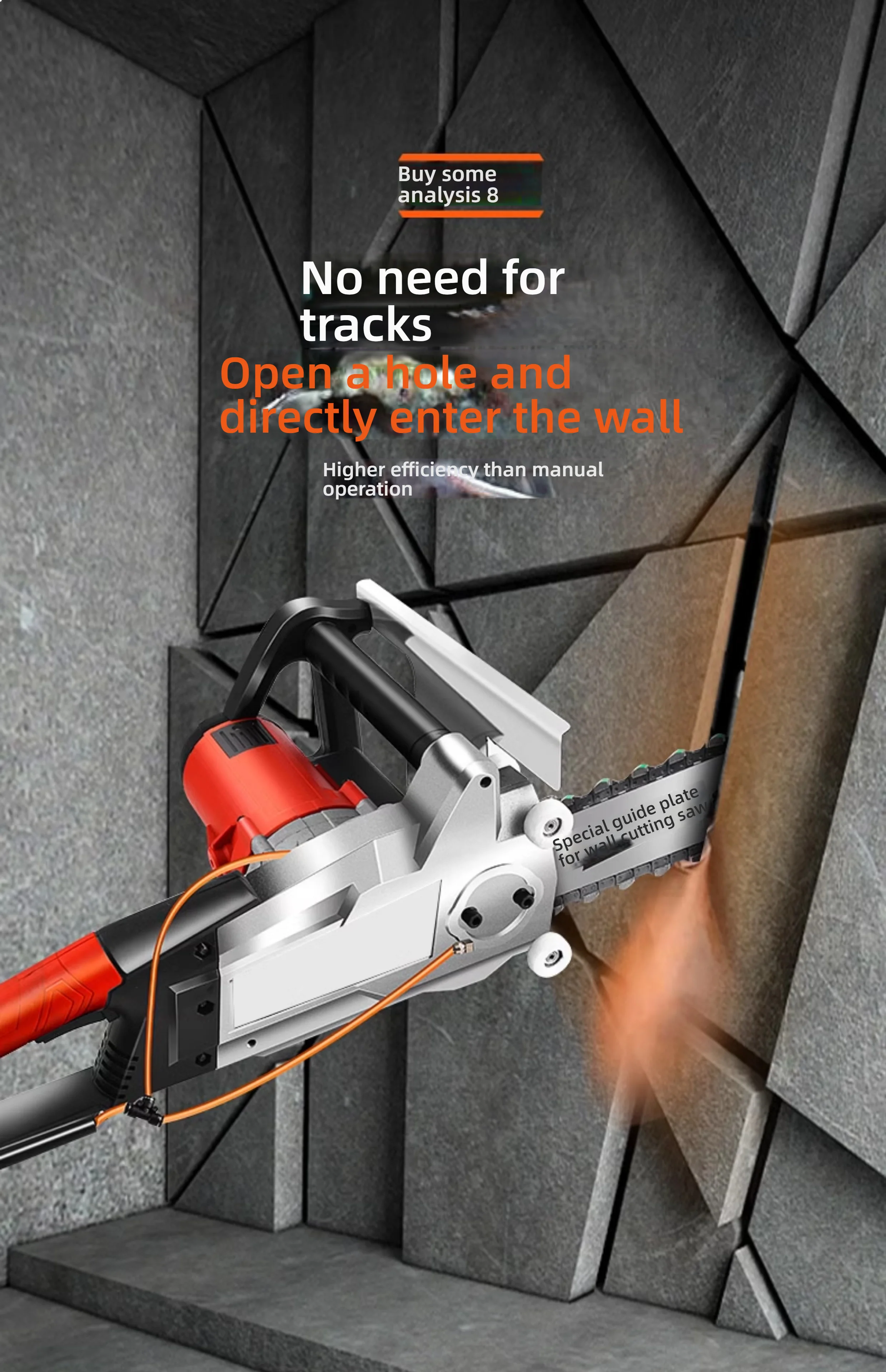 Diamantbeton-Kettensäge, tragbare Steinschneidemaschine, elektrische Handsäge für Steinmauer, Zement, Granit, verstärktes Beton – Detail 23