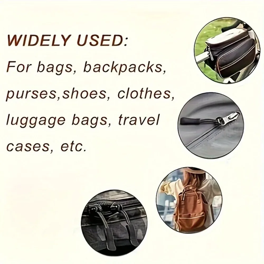 10PCS  Black Plastic Zipper Puller, Durable PVC Zipper Puller, Suitable for Bags, Backpacks, Clothes, Suitcases, Etc