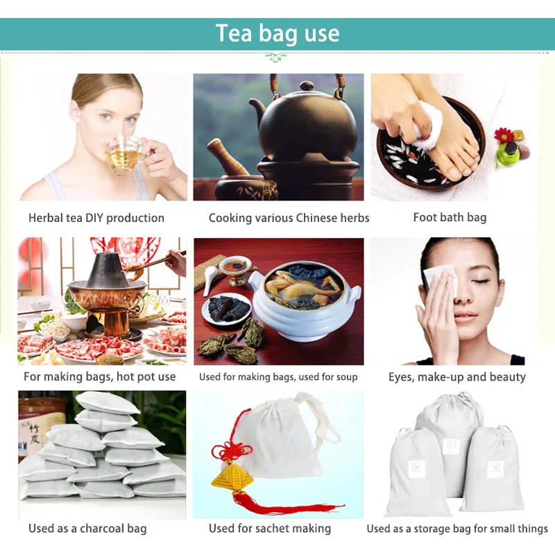 Description Picture 6 of itemTea Bags Disposable Tea Bags Multi Size Tea Bags Loose Leaf Tea Empty Large Scented Drawstring Bags Iced Coffee Filter Bags