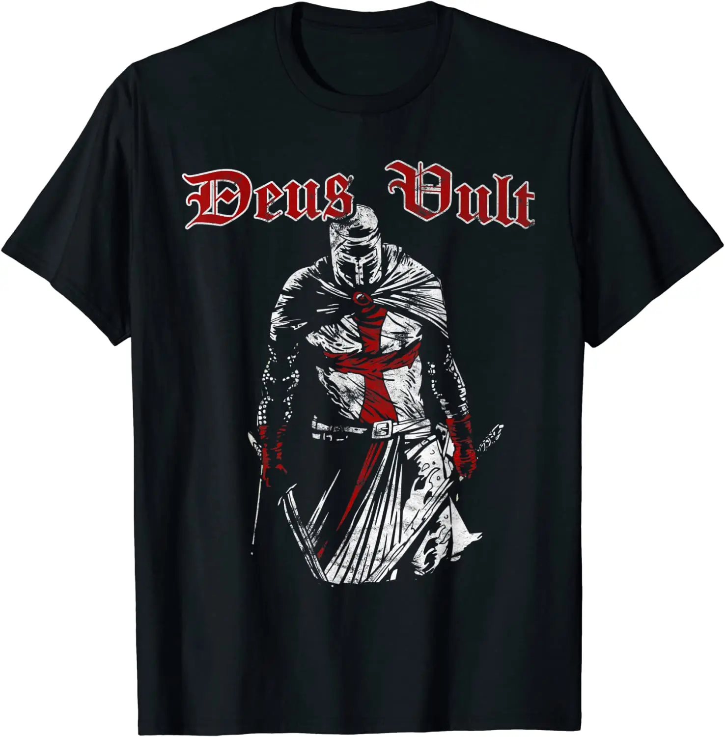 

Deus Vult - Knight Templar - Vintage Crusader Men T-Shirt Short Sleeve Casual 100% Cotton O-Neck Summer TShirt