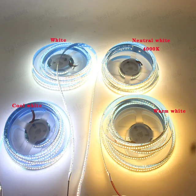 1/2/3/4/5 m/lot 10mm PCB 2835 SMD 1200 LED bande DC12V 24 V ip20 Non étanche lumière Flexible 240 LED s/m, blanc chaud 3