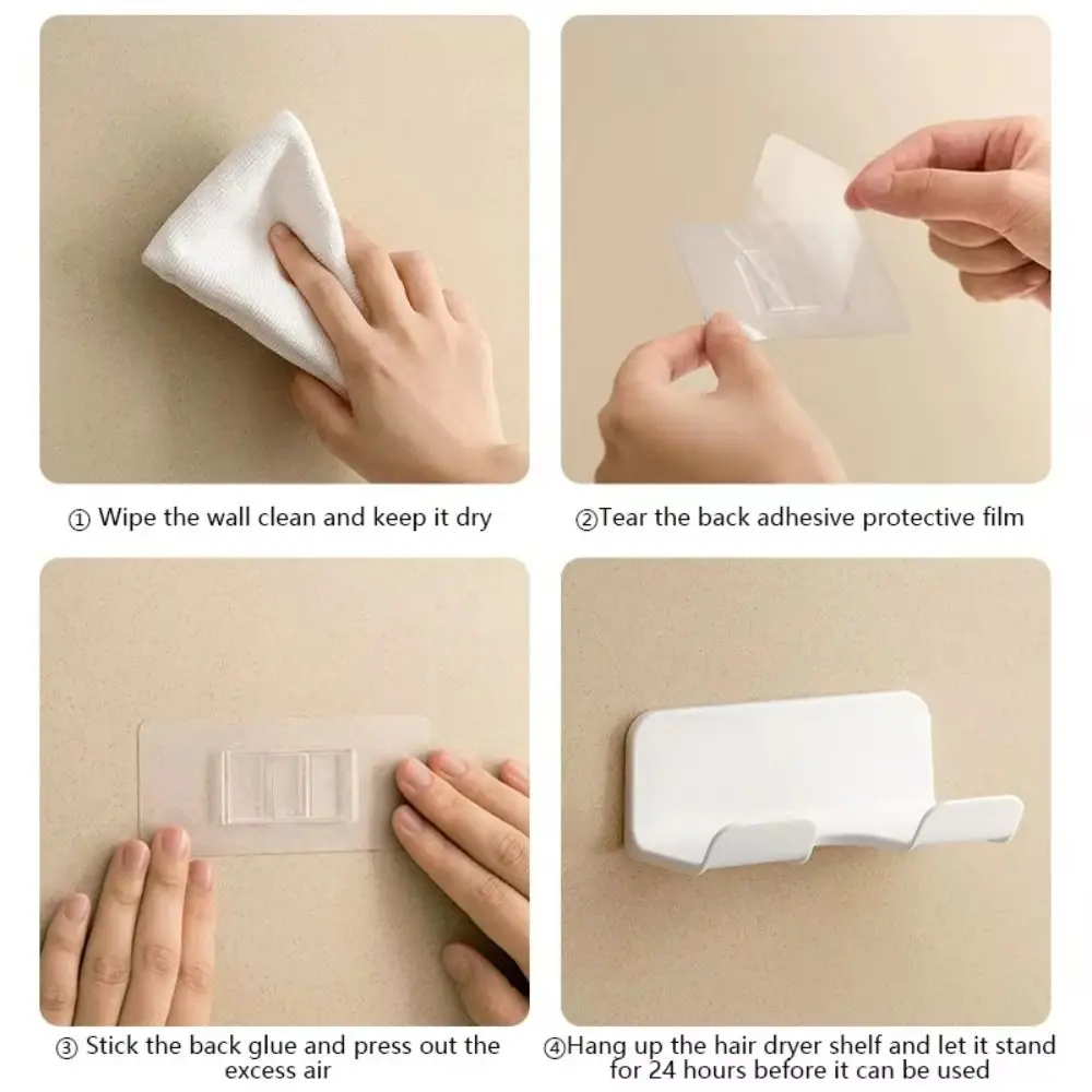 Wall Mounted Plastic Hair Dryer Holder Rack for Bathroom Storage